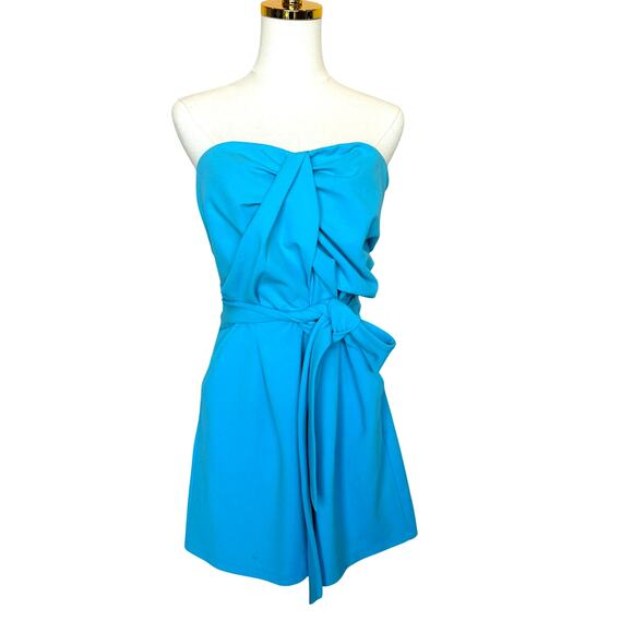 Great Jones Blue Strapless Romper LARGE Turquoise Vacation Resort Designer $260 - Picture 7 of 11
